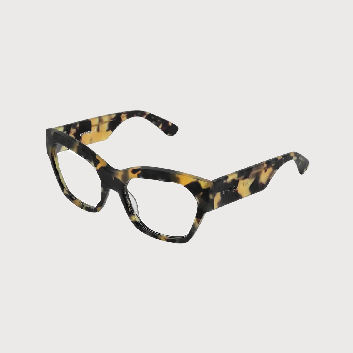 Tortoiseshell cat-eye glasses on a white background