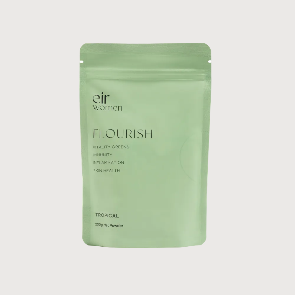 Green package of 'eir women Flourish' on a white background