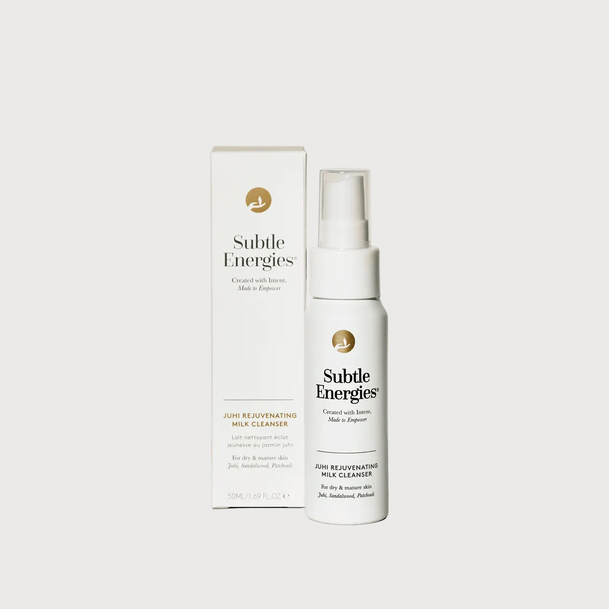 Subtle Energies skincare product and packaging on a neutral background
