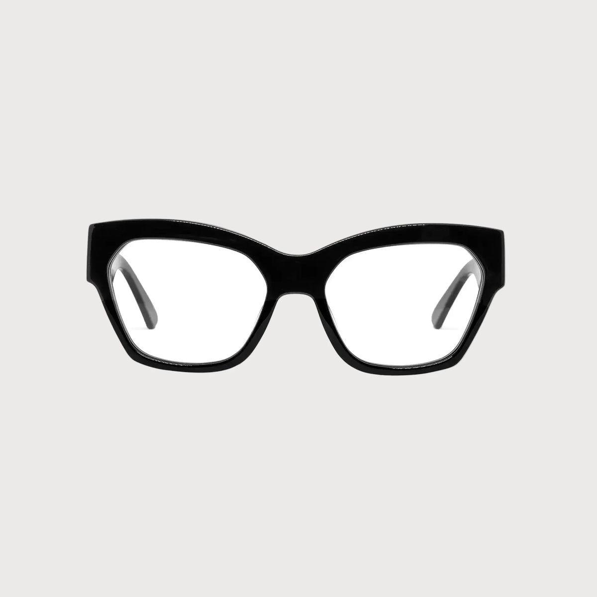 Black cat-eye glasses on a white background