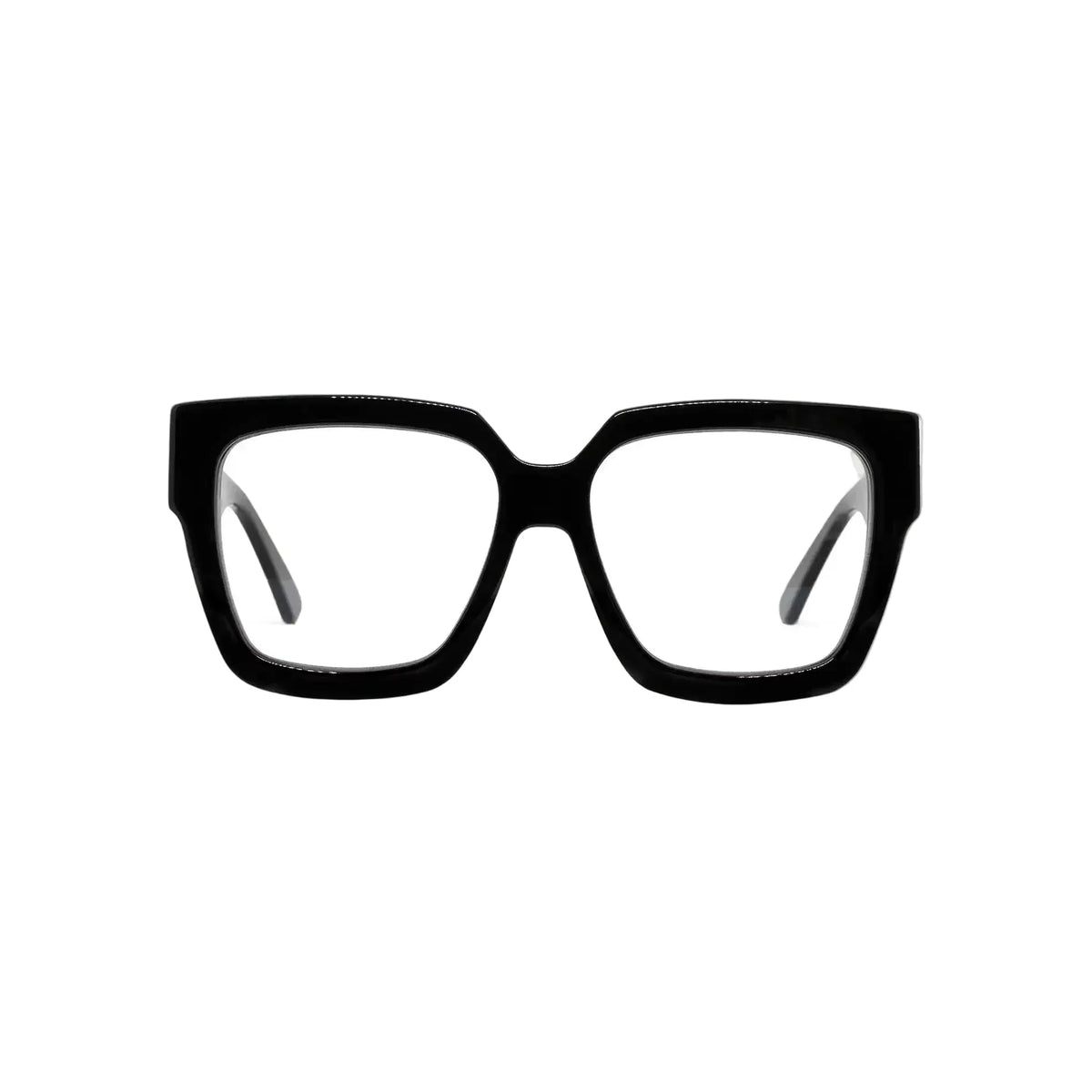 Black eyeglasses on a white background