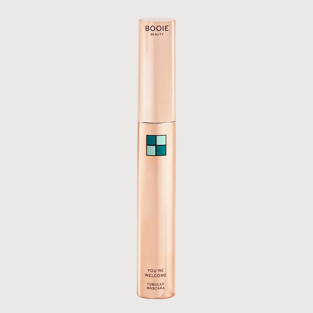 Booie Beauty mascara tube on a white background