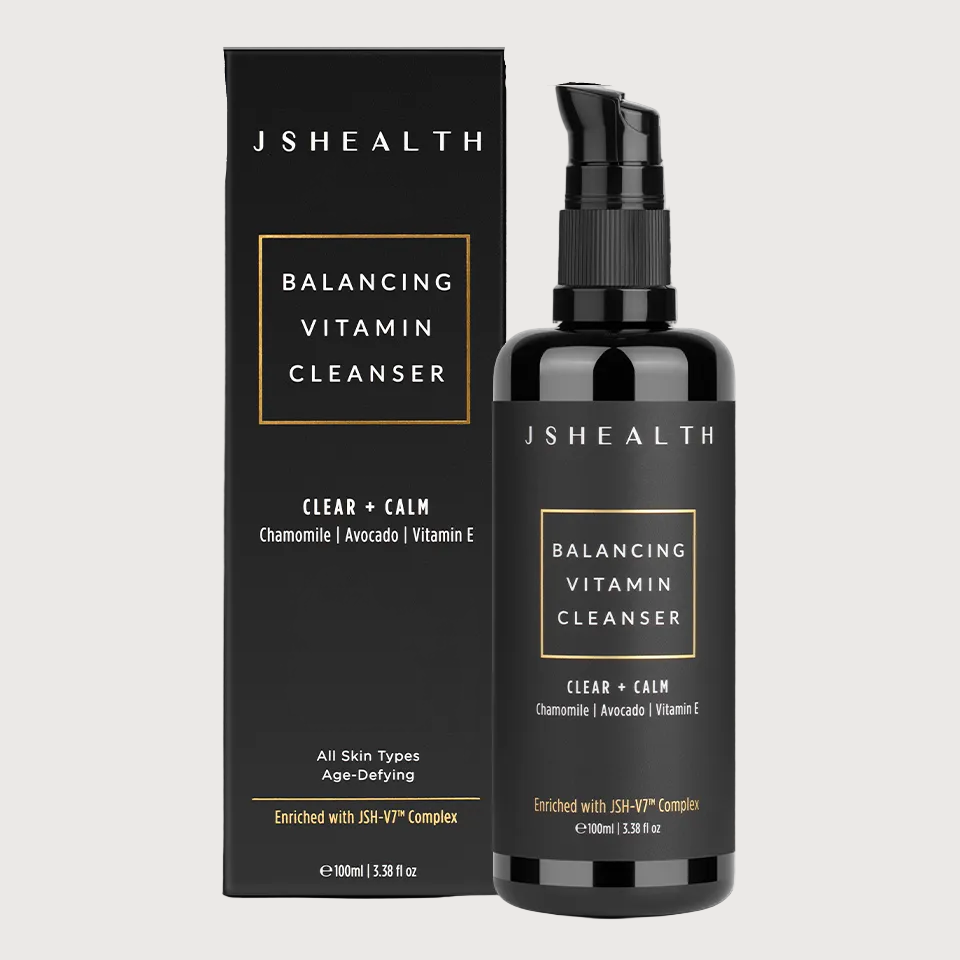 JSHealth Balancing Vitamin Cleanser bottle and packaging on a white background