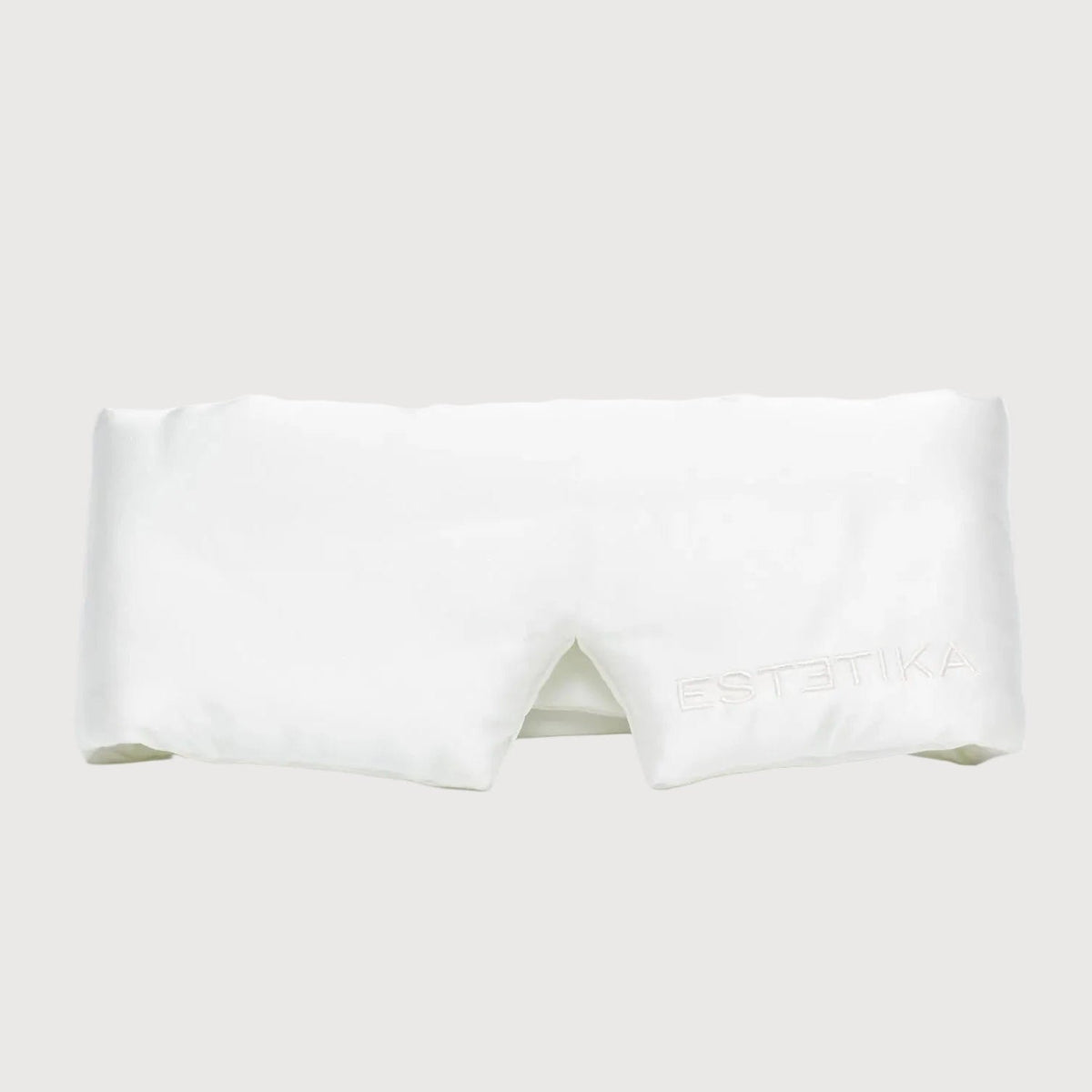 Cooling ivory white silk wide eye mask with gift box by Estetika