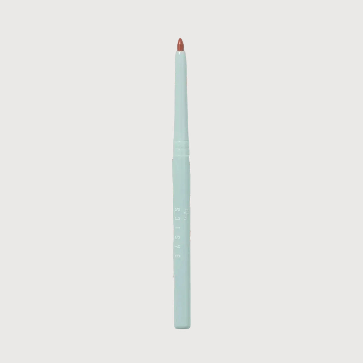 Lip liner with a swatch of color on a light gray background