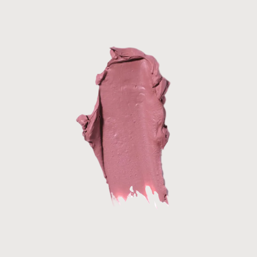 Lipstick with light blue casing and pink shade on a light gray background
