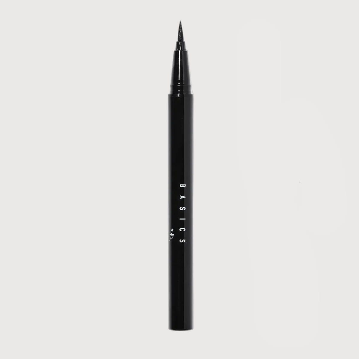 Black eyeliner pen with 'BASICS' branding on a light gray background