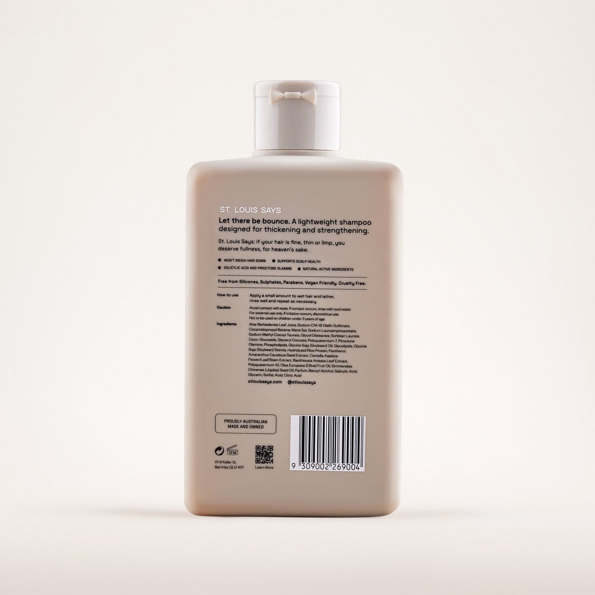 Shampoo bottle with label on a white background