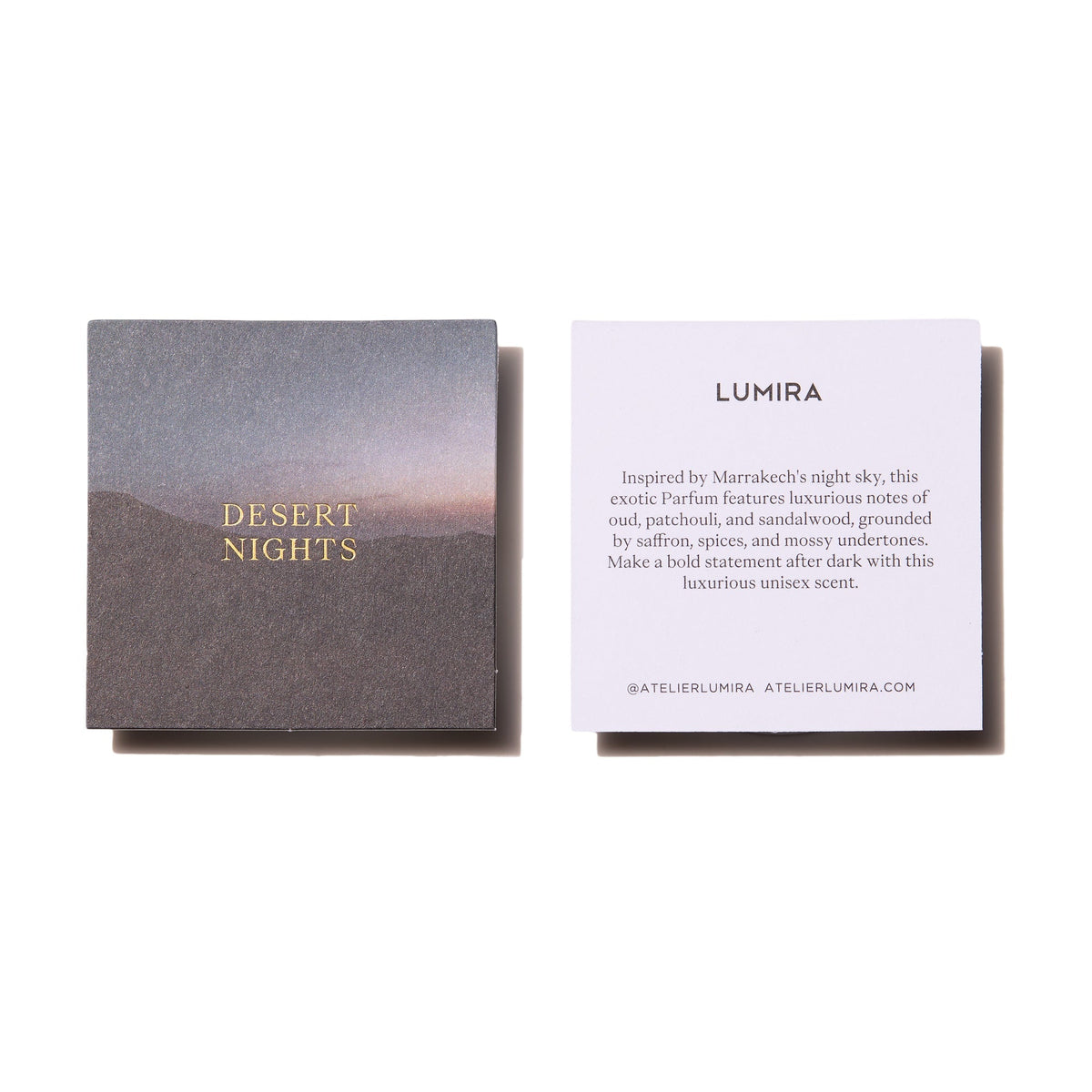 Desert Nights Eau De Parfum by Lumira, styled in situ