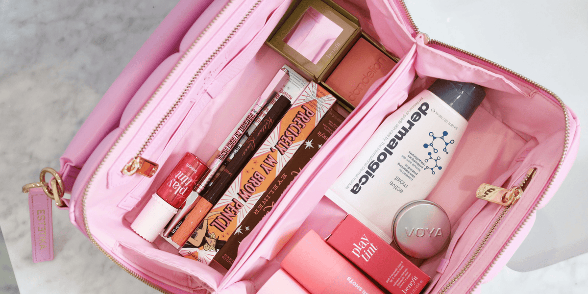 Pink HOMEE Medium Makeup Bag - Designer Cosmetic Case