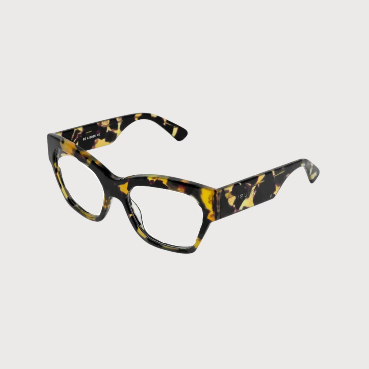 Tortoiseshell cat-eye glasses on a white background