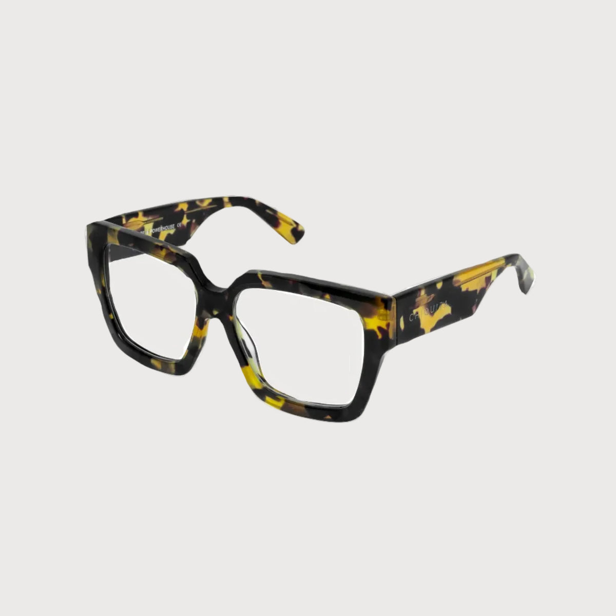 Tortoiseshell eyeglasses on a white background