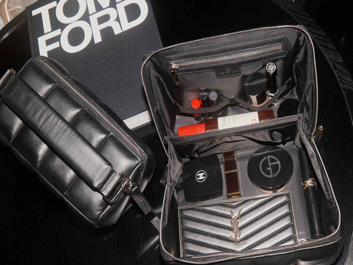 Black Makeup Bag Set Bundle for Travel and Organisation