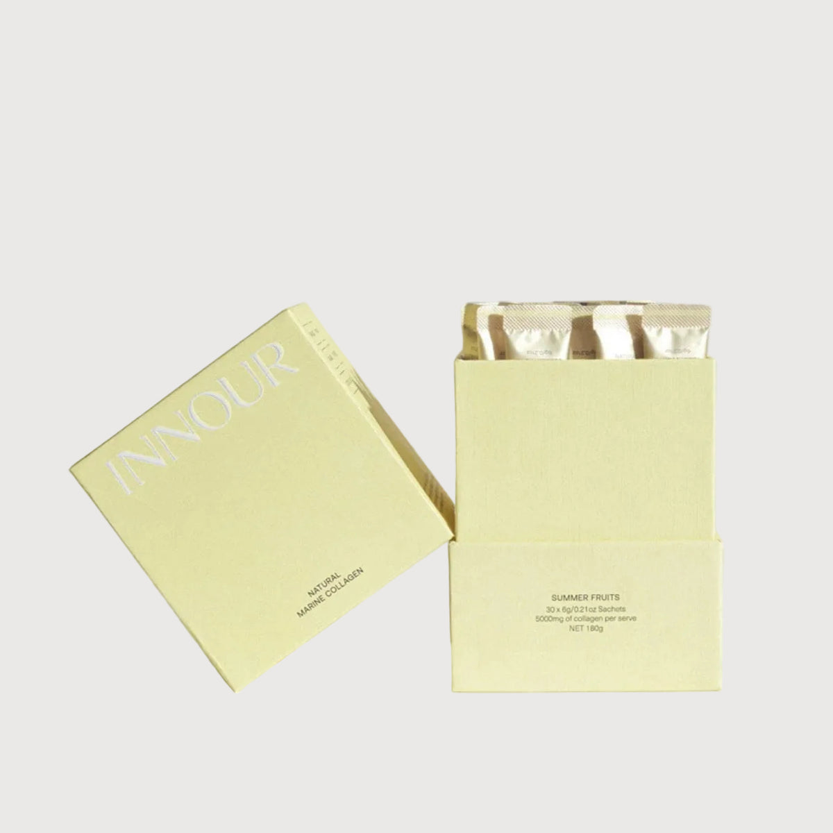 Yellow boxes with 'INNOUR' branding on a light gray background