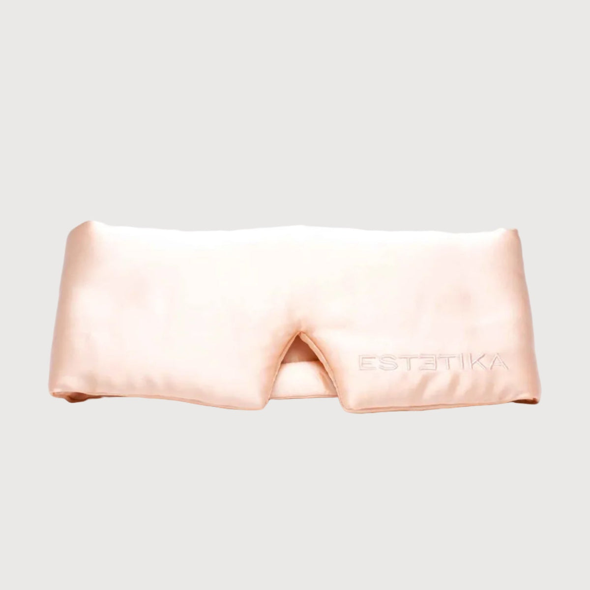 Cooling blush pink silk wide eye mask with gift box by Estetika