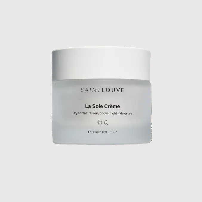 Jar of Saint Louve La Soie Creme on a white background