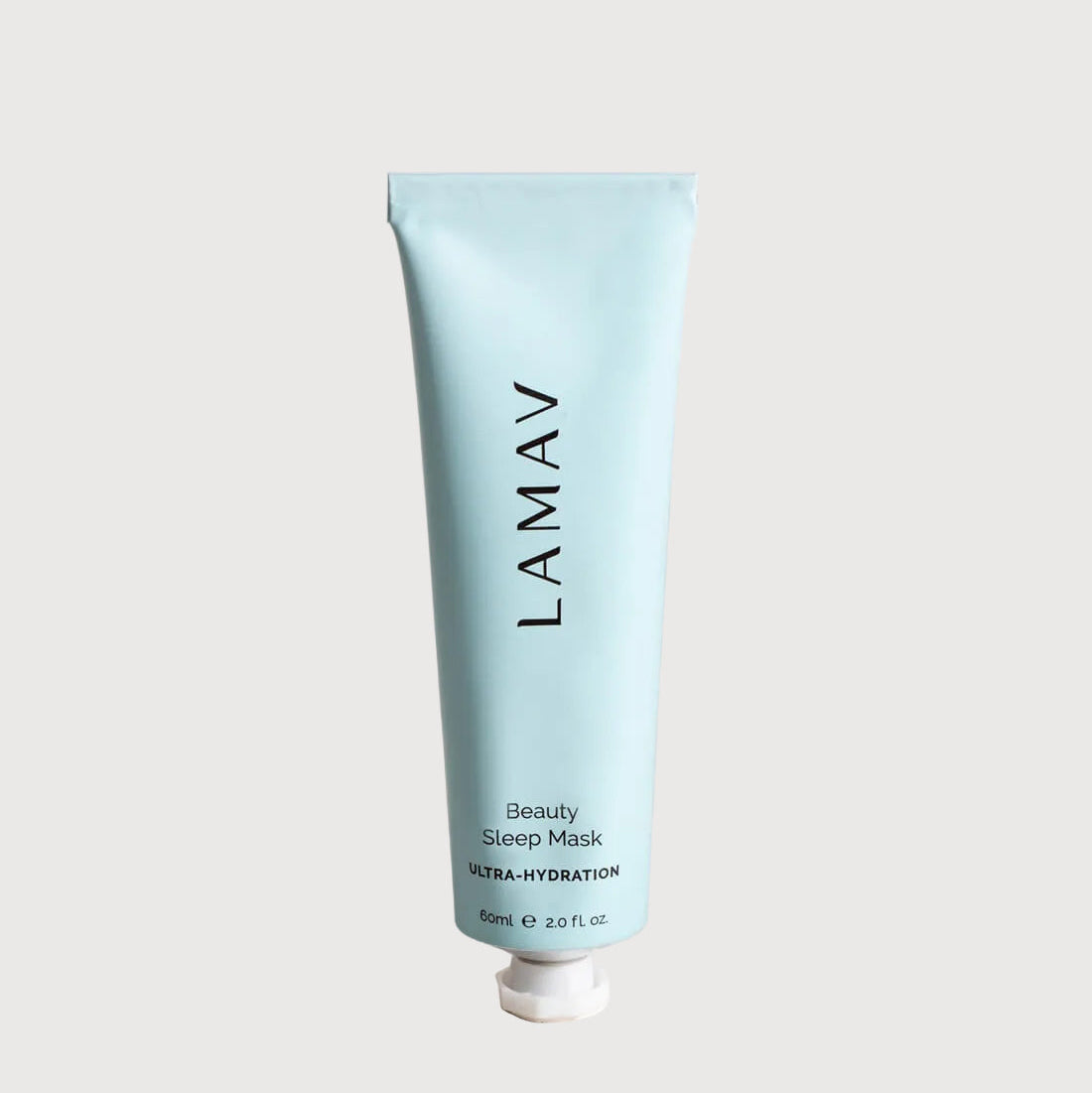 LAMAV beauty sleep mask tube on a beige background