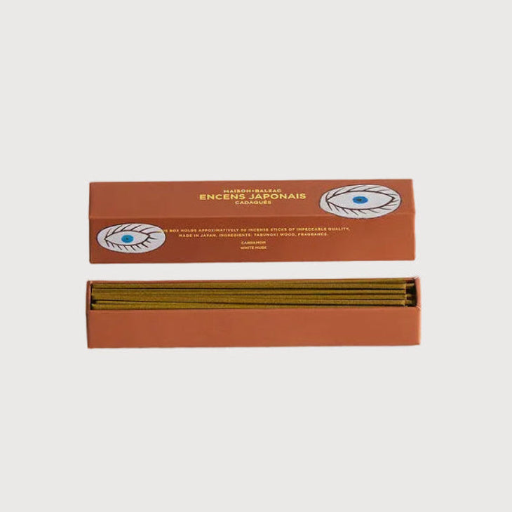 Incense stick packaging with a white background