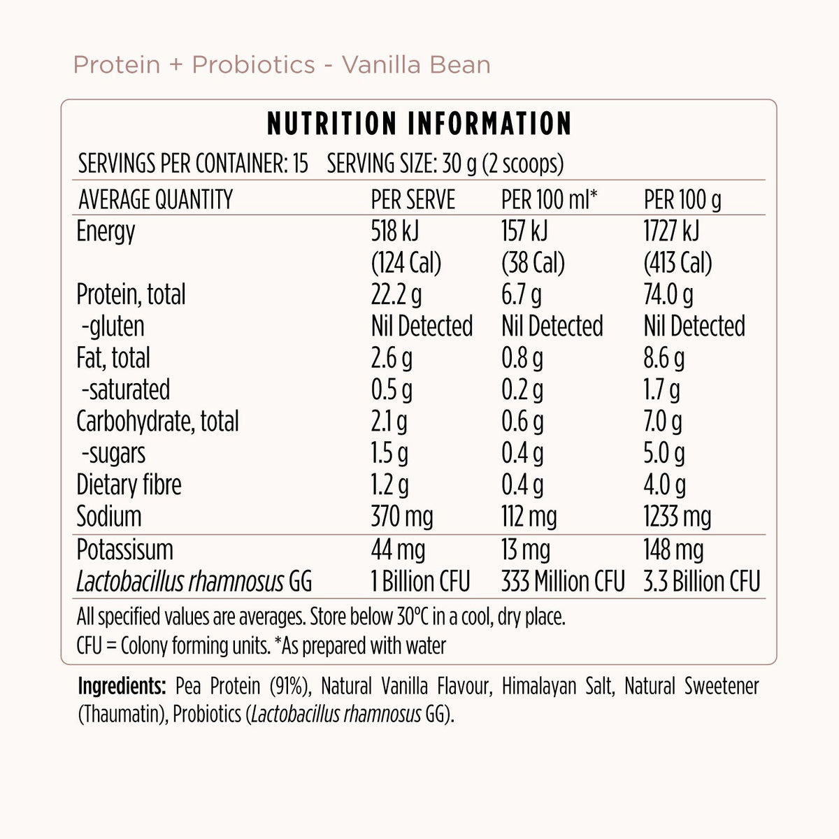 Protein + Probiotics - Vanilla Bean
