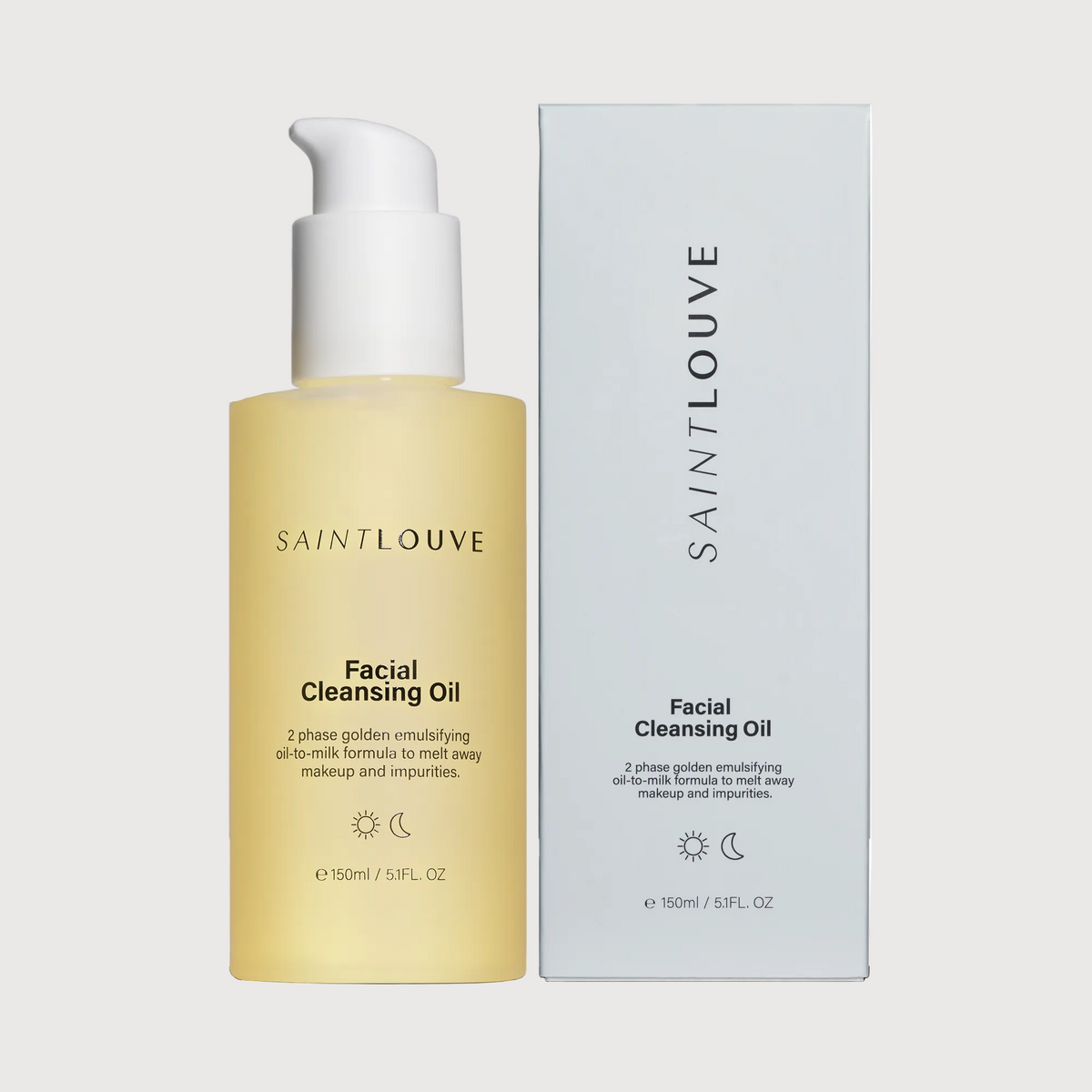 Saint Louve Facial Cleansing Oil bottle and packaging on a white background
