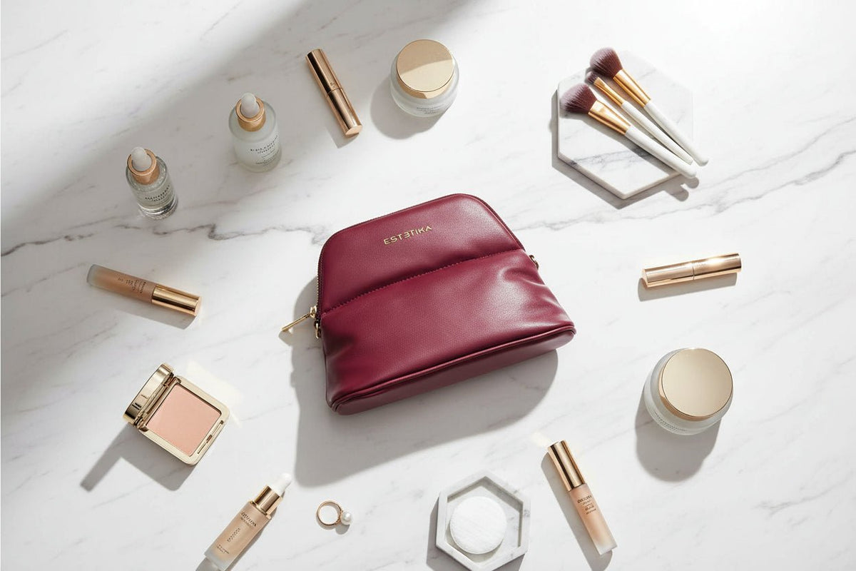 Burgundy MINEE Medium Cosmetic Pouch